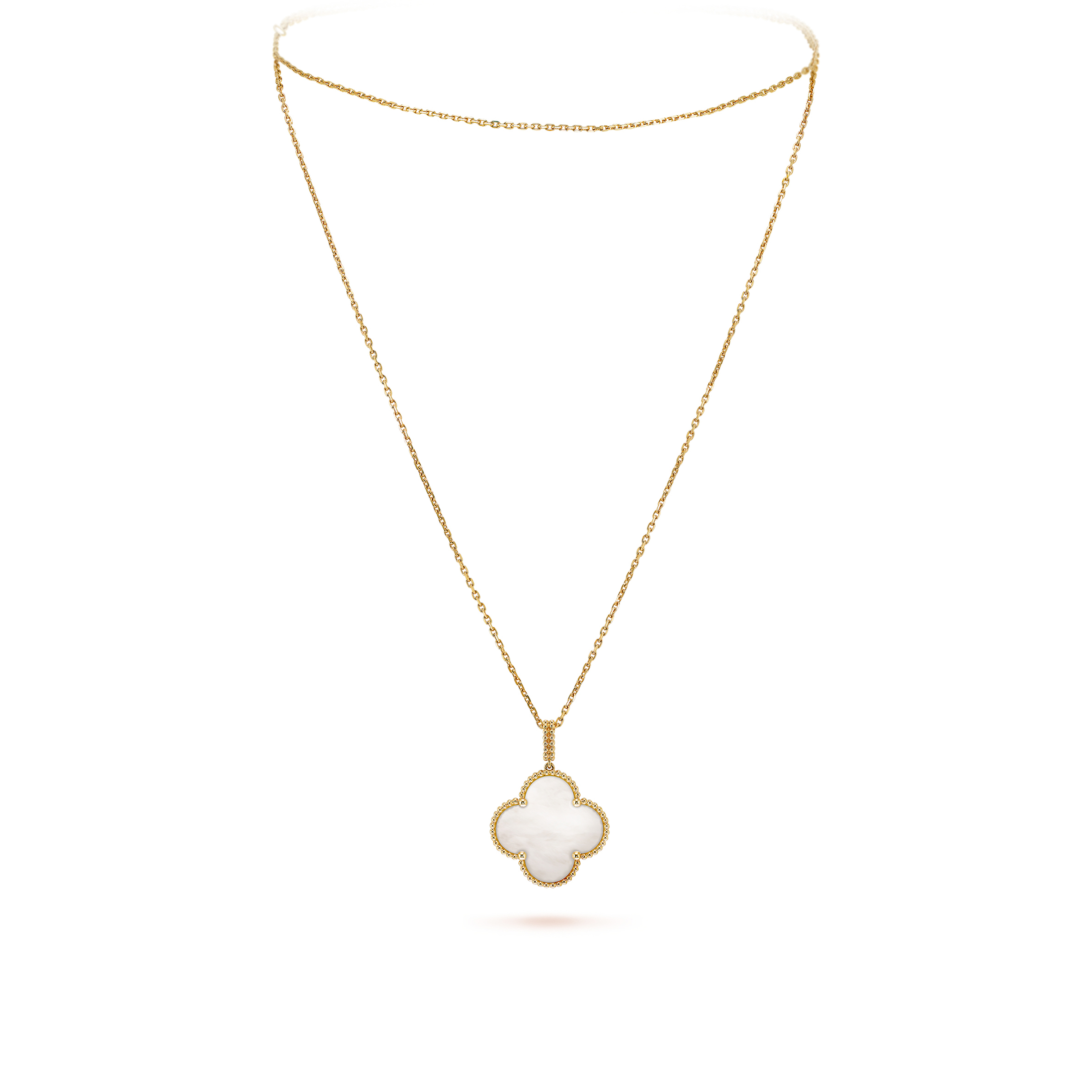 V*n Cl**f & Ar**ls magic alhambra long necklace, 1 motif - yellow gold, mother-of-pearl vcaro49l00